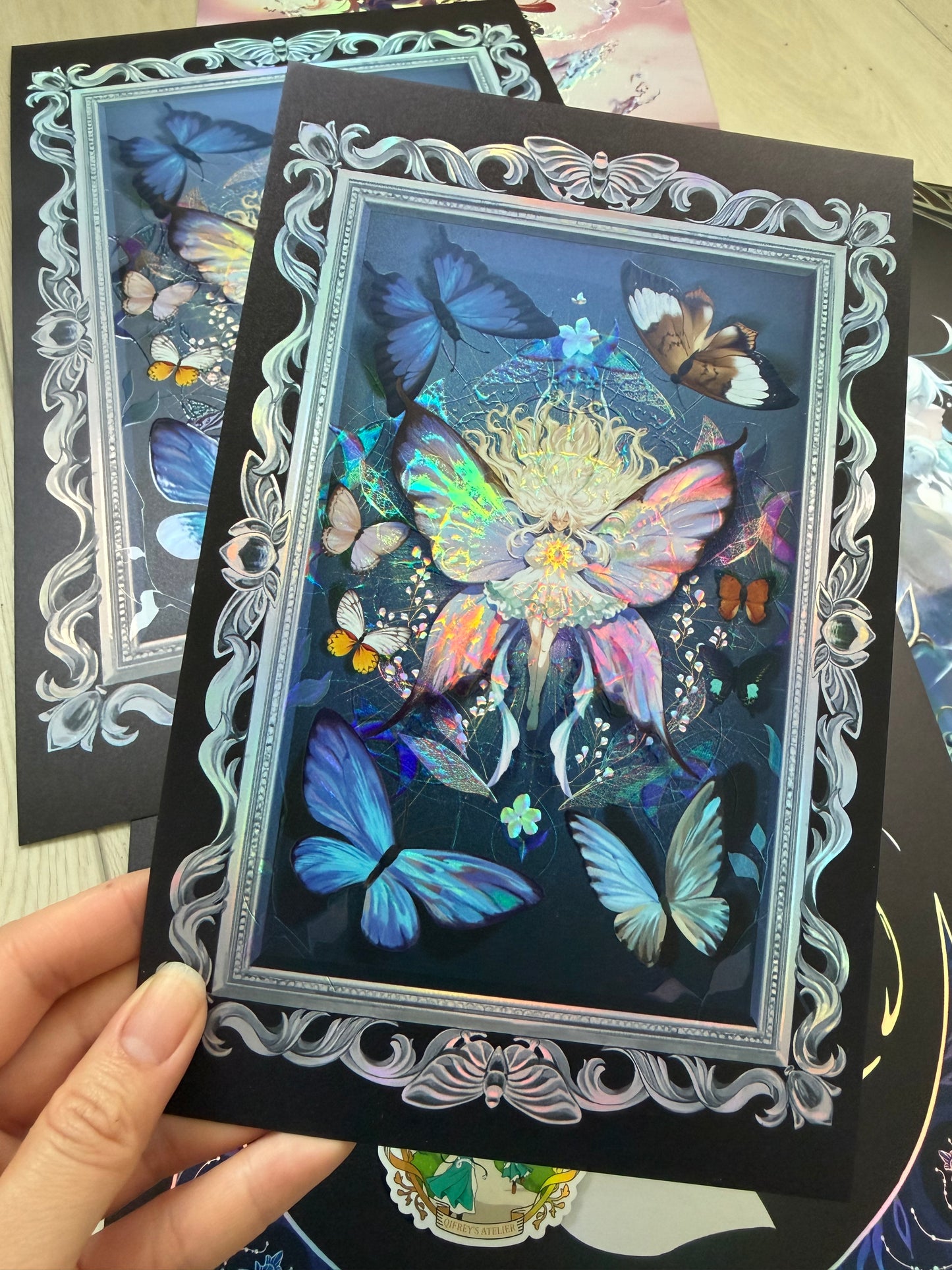 Framed Butterflies Holographic Foil + Double UV Spot Gloss