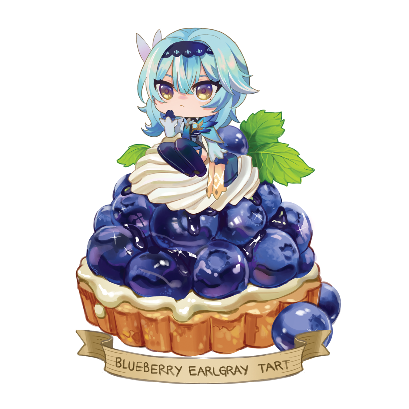 Genshin Impact Eula Chibi Food 4.25''x4.25'' Rounded Corner Print