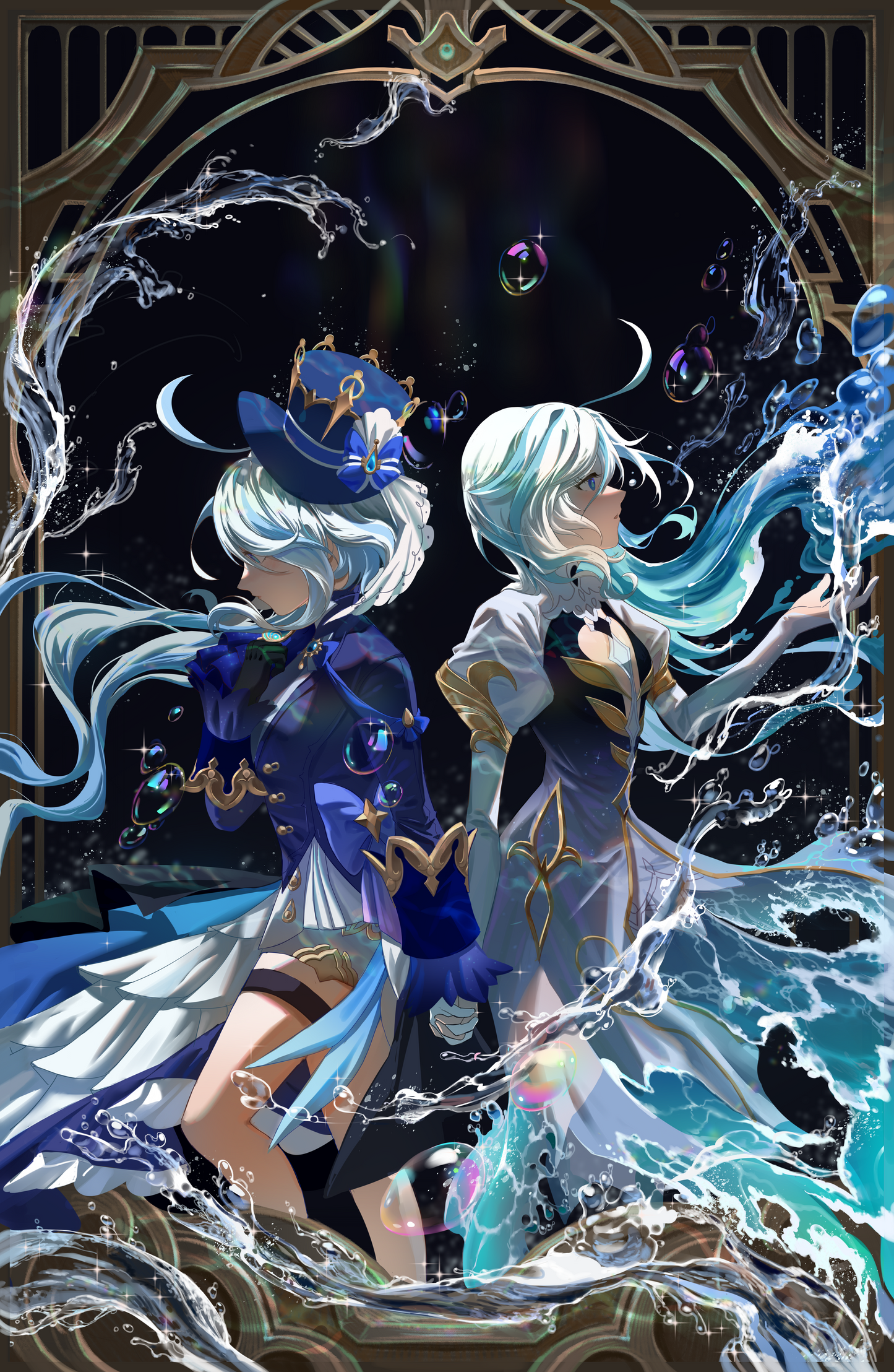 Genshin Impact Focalors and Furina 11''x17'' Poster
