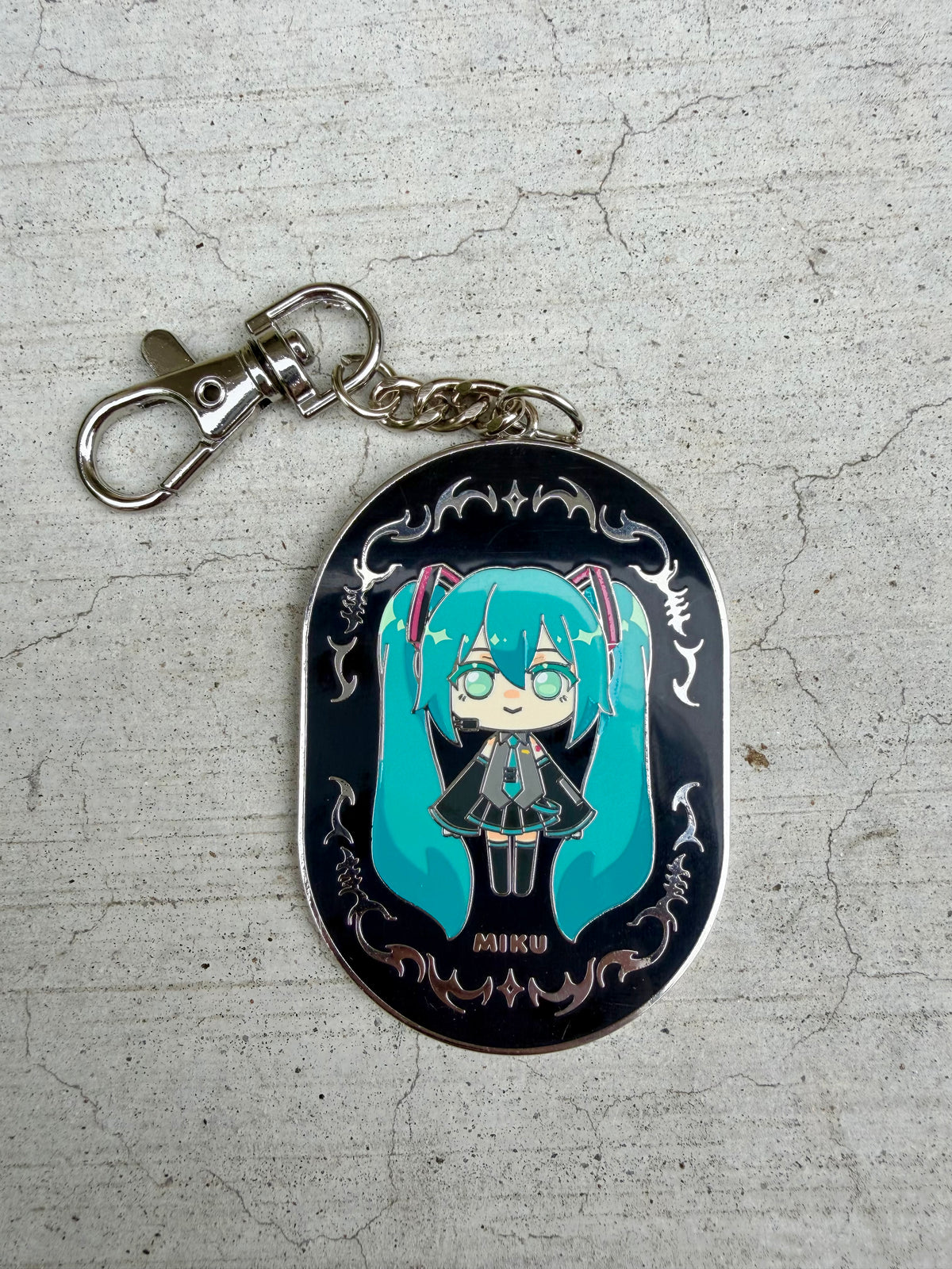 2.5 inch Cybersigilistic Miku Silver Enamel Double Sided Keychain