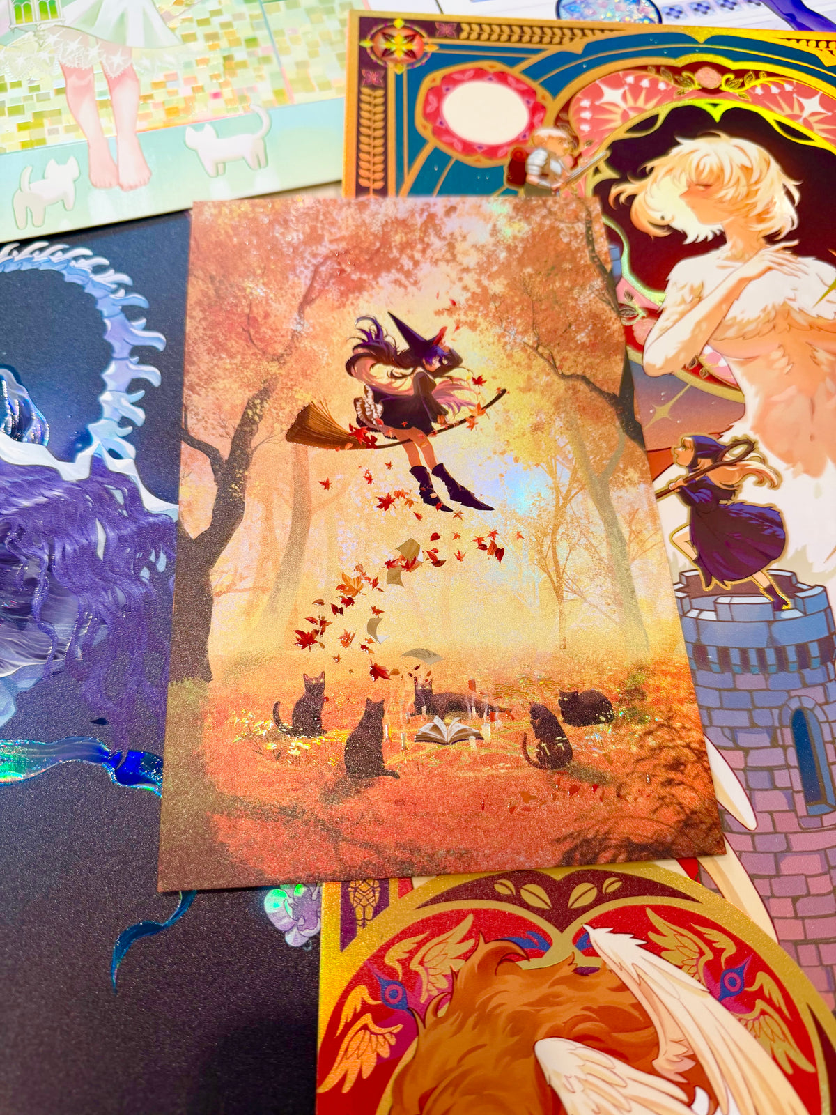 New Foil Version Black Cat Witch Original Illustration 11x17 Holographic Foil + UV Spot Gloss (Copy 2)