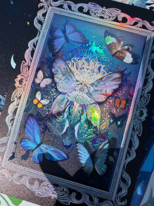 Framed Butterflies Holographic Foil + Double UV Spot Gloss