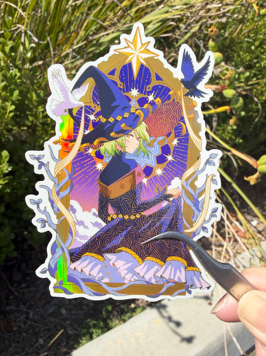3 inch Witch Hat Atelier Brim Hat Coco Holographic Gold Foil Sticker