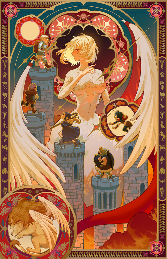 Delicious in Dungeon Gold Foil Art Print – 11x17” Fantasy Poster, Dungeon Meshi Fan Art, Foil Print