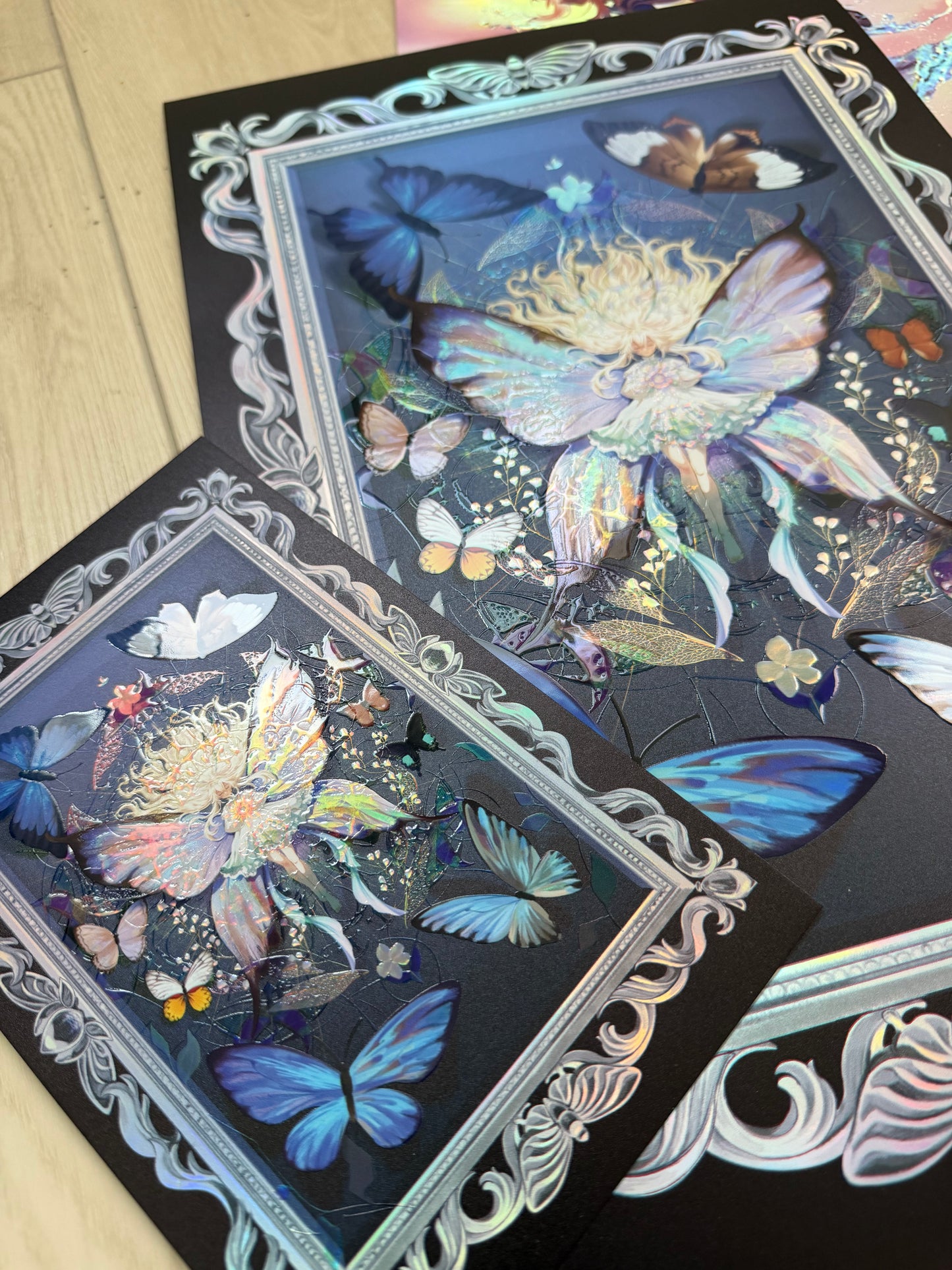 Framed Butterflies Holographic Foil + Double UV Spot Gloss