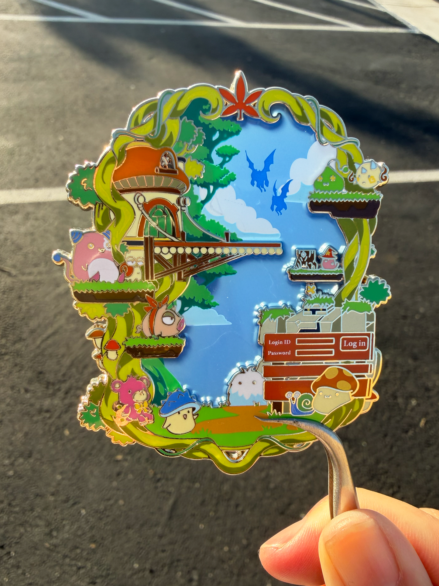 Nostalgic Maplestory Town Stained Glass Enamel Pins