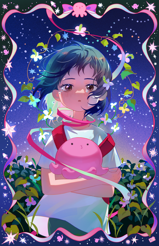 PREORDER Takopi’s Original Sin Holographic Foil Print – Anime Fan Art, 5.5x8.5 or 11x17 Limited Edition, Emotional Takopi Art, Foil Poster