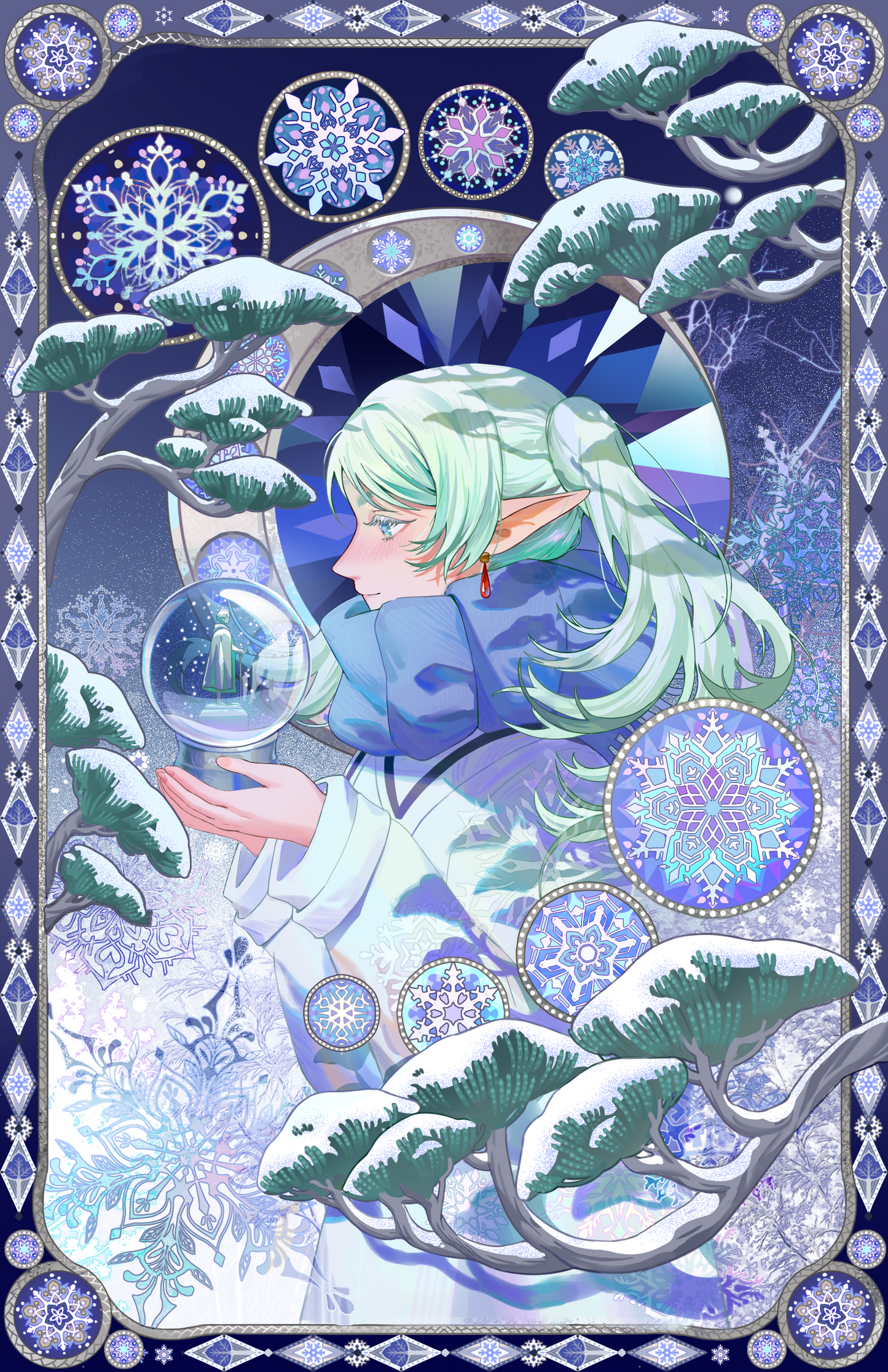 Winter Frieren Silver Foil + UV Printing Print