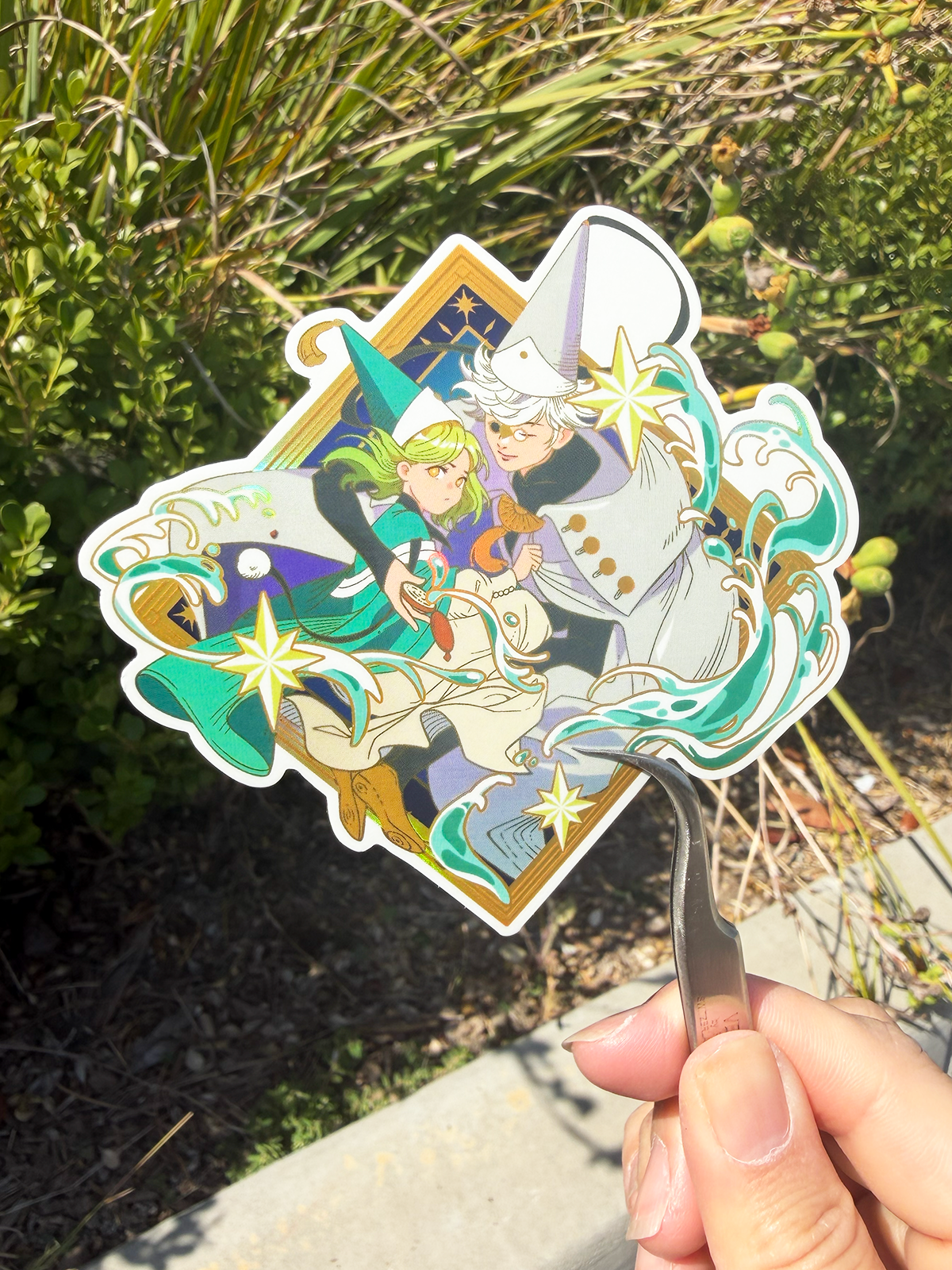 3 inch Witch Hat Atelier Coco and Qifrey Gold Foil + Holographic Foil Sticker
