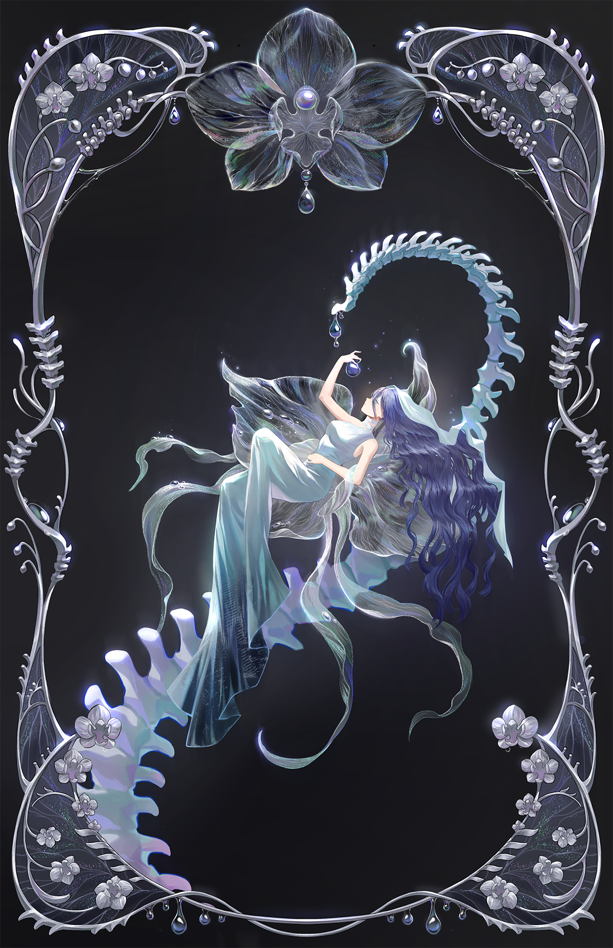 Ghost Orchid Original Illustration 11x17 Holographic Foil + UV Spot Gloss