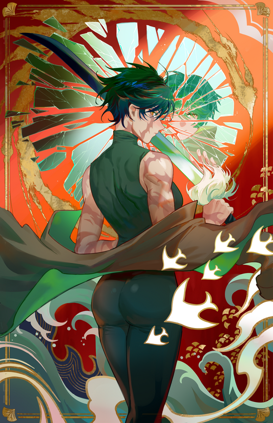 Jujutsu Kaisen Maki Zenin 5.5x8.5 and 11x17 Gold Foil + UV Spot Gloss Print